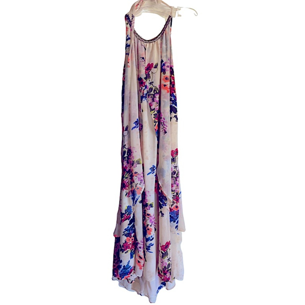 Chelsea and Violet Floral Ivory Halter Neck Gown